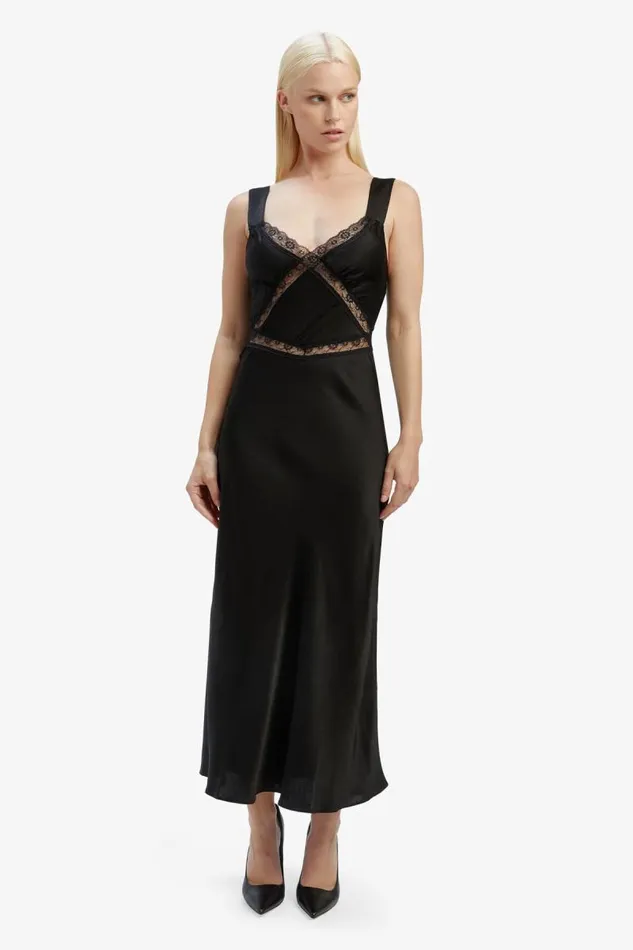 Women Day To Night Dresses Bardot Emory Lace Slip Dress In Black Black Women Day To Night Dresses Bardot Emory Lace Slip Dress In Black Black