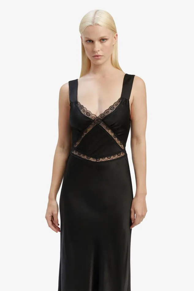Women Day To Night Dresses Bardot Emory Lace Slip Dress In Black Black Women Day To Night Dresses Bardot Emory Lace Slip Dress In Black Black