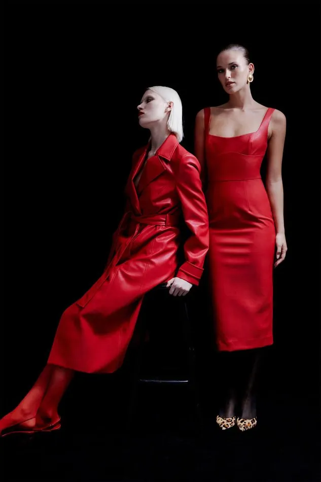 Women Day To Night Dresses Bardot Kassy Vegan Leather Dress In Famous Red Famous Red Women Day To Night Dresses Bardot Kassy Vegan Leather Dress In Famous Red Famous Red