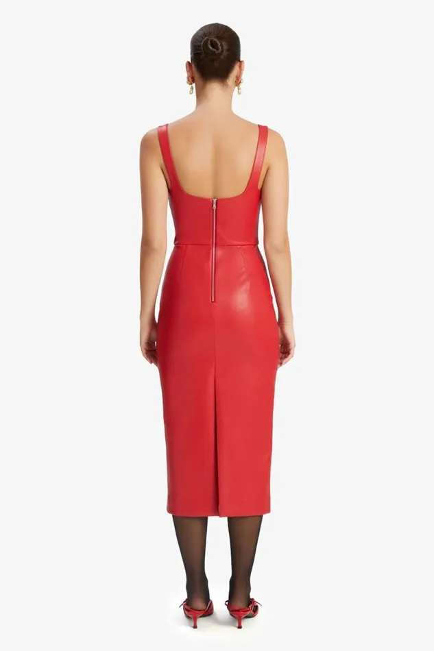 Women Day To Night Dresses Bardot Kassy Vegan Leather Dress In Famous Red Famous Red Women Day To Night Dresses Bardot Kassy Vegan Leather Dress In Famous Red Famous Red