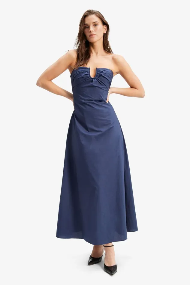 Women Day To Night Dresses Bardot Lora Poplin Maxi Dress In Navy Navy Women Day To Night Dresses Bardot Lora Poplin Maxi Dress In Navy Navy