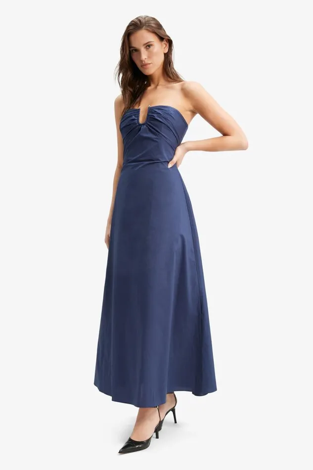 Women Day To Night Dresses Bardot Lora Poplin Maxi Dress In Navy Navy Women Day To Night Dresses Bardot Lora Poplin Maxi Dress In Navy Navy