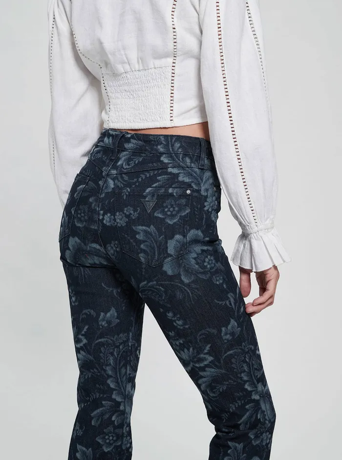 Women Denim GUESS Eco Highrise Flare Adeline Denim Jeans In Wild Flower Print Wash Women Denim GUESS Eco Highrise Flare Adeline Denim Jeans In Wild Flower Print Wash