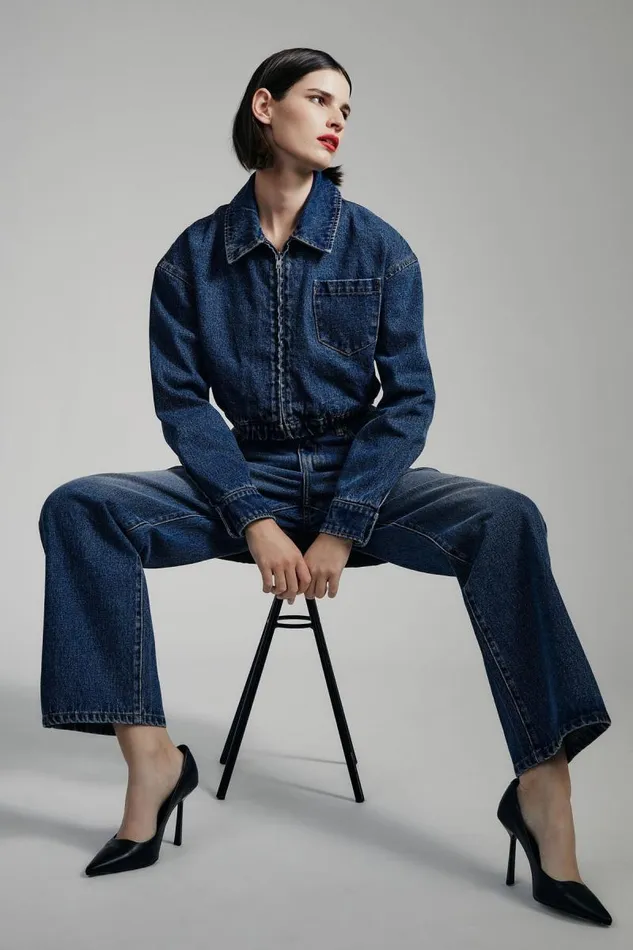 Women Denim Jackets Bardot Cropped Bomber Denim Jacket In Washed Indigo Washed Indigo