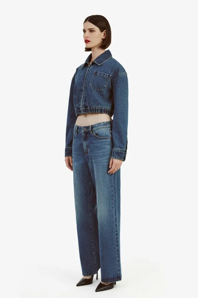 Women Denim Jackets Bardot Cropped Bomber Denim Jacket In Washed Indigo Washed Indigo Women Denim Jackets Bardot Cropped Bomber Denim Jacket In Washed Indigo Washed Indigo