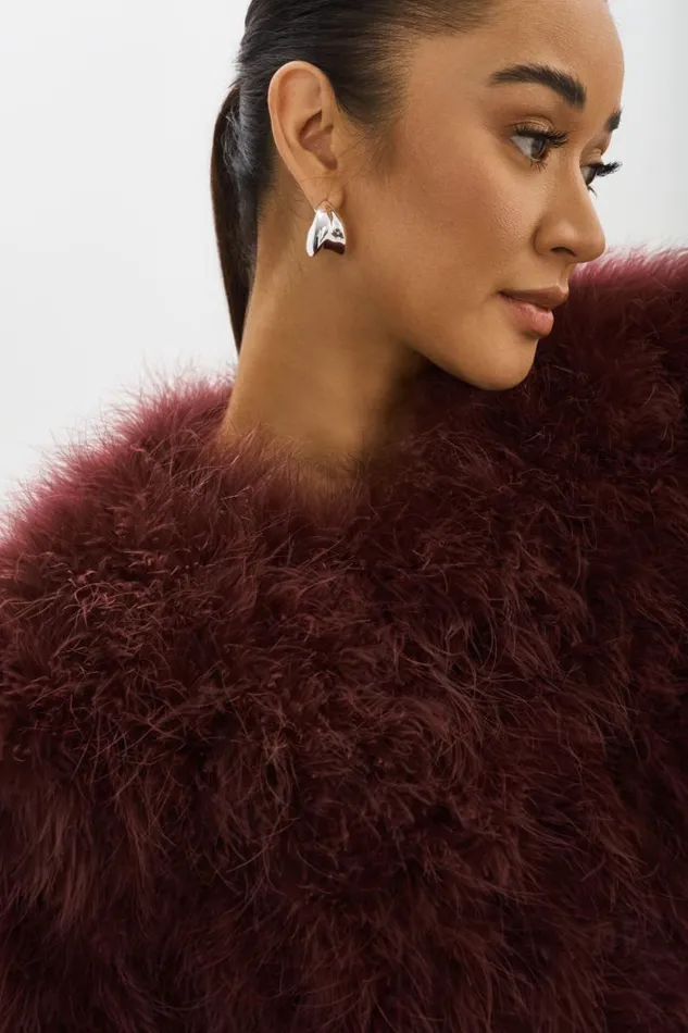 Women DEORA Feather Jacket Mahogany LAMARQUE Feather Jackets Women DEORA Feather Jacket Mahogany LAMARQUE Feather Jackets