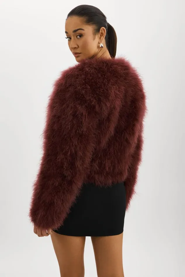 Women DEORA Feather Jacket Mahogany LAMARQUE Feather Jackets Women DEORA Feather Jacket Mahogany LAMARQUE Feather Jackets