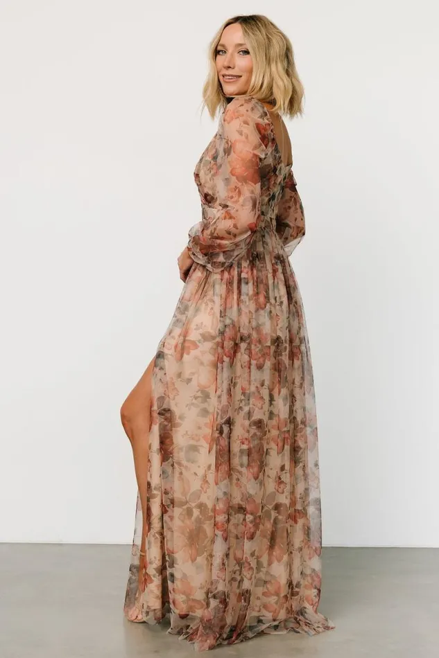 Women Desiree Tulle Maxi Dress Taupe Floral Baltic Born Tulle Styles Women Desiree Tulle Maxi Dress Taupe Floral Baltic Born Tulle Styles