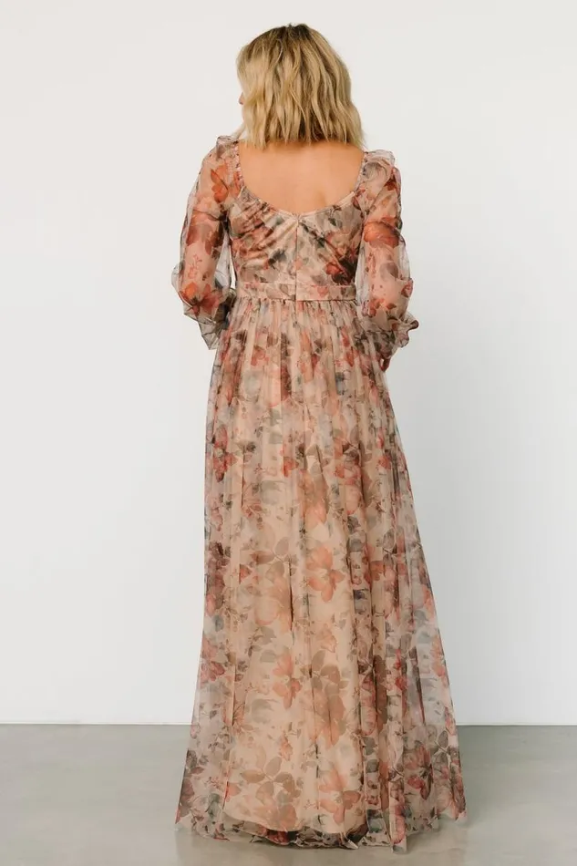 Women Desiree Tulle Maxi Dress Taupe Floral Baltic Born Tulle Styles Women Desiree Tulle Maxi Dress Taupe Floral Baltic Born Tulle Styles