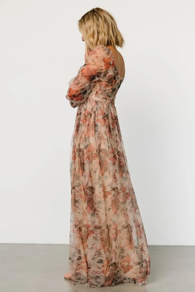 Women Desiree Tulle Maxi Dress Taupe Floral Baltic Born Tulle Styles Women Desiree Tulle Maxi Dress Taupe Floral Baltic Born Tulle Styles
