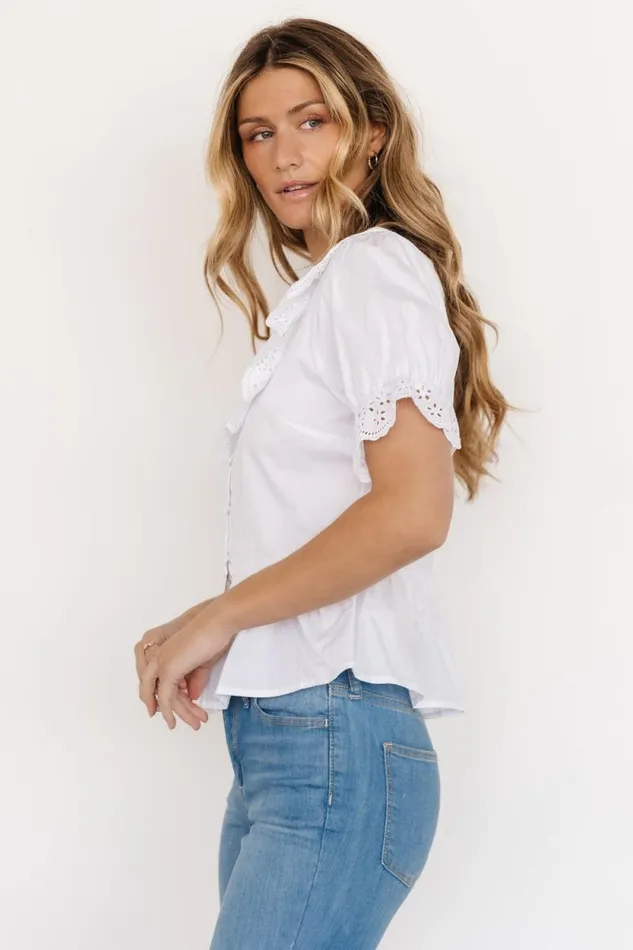 Women Devereux Button Eyelet Top White Baltic Born Blouses and Shirts Women Devereux Button Eyelet Top White Baltic Born Blouses and Shirts