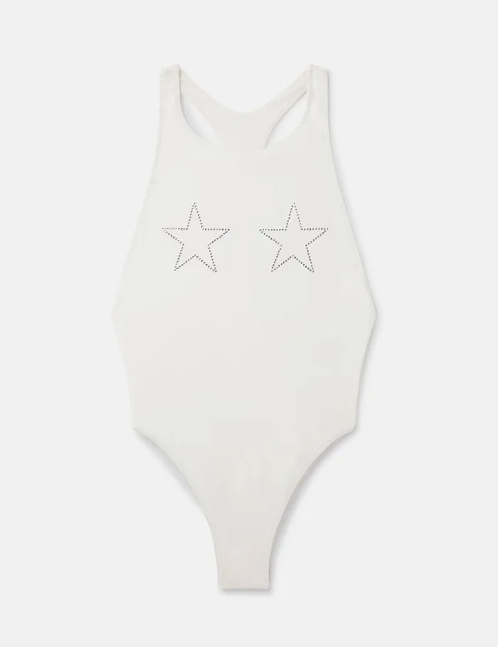 Women Diamant Star Racerback Swimsuit Ivory Stella McCartney Swimwear