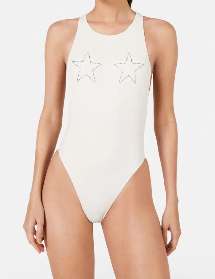 Women Diamant Star Racerback Swimsuit Ivory Stella McCartney Swimwear
