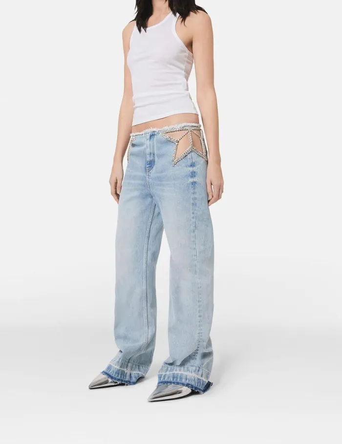 Women Diamant Star Wide Leg Jeans Blue Stella McCartney Denim