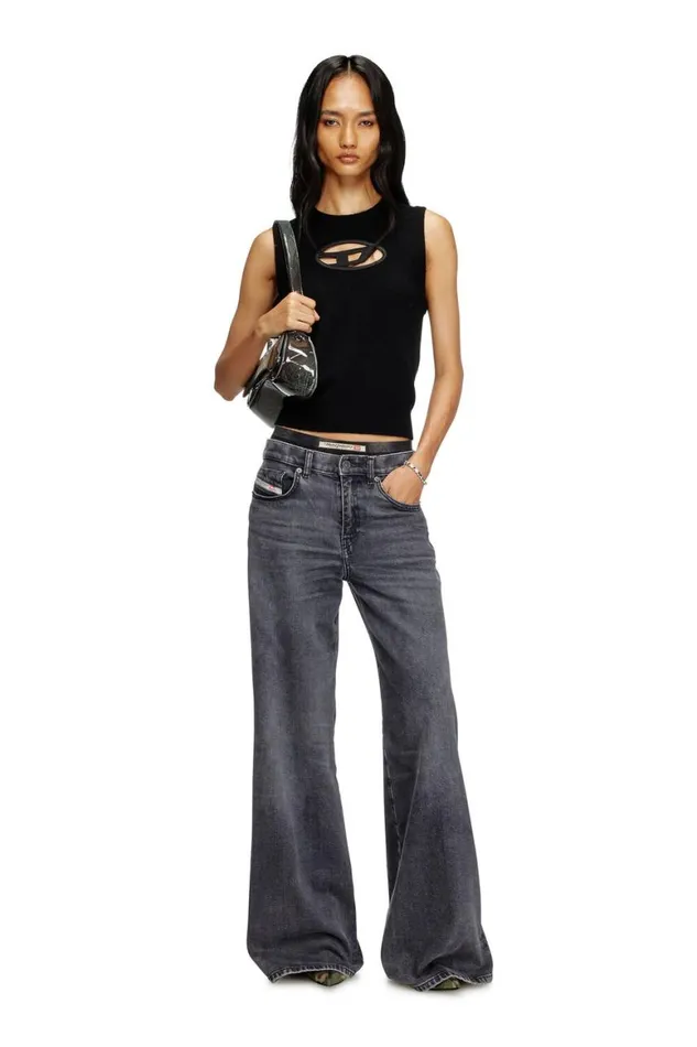 Women Diesel Jeans Flare Jeans 1978 DAkemi 0CLBG Blackdark Grey