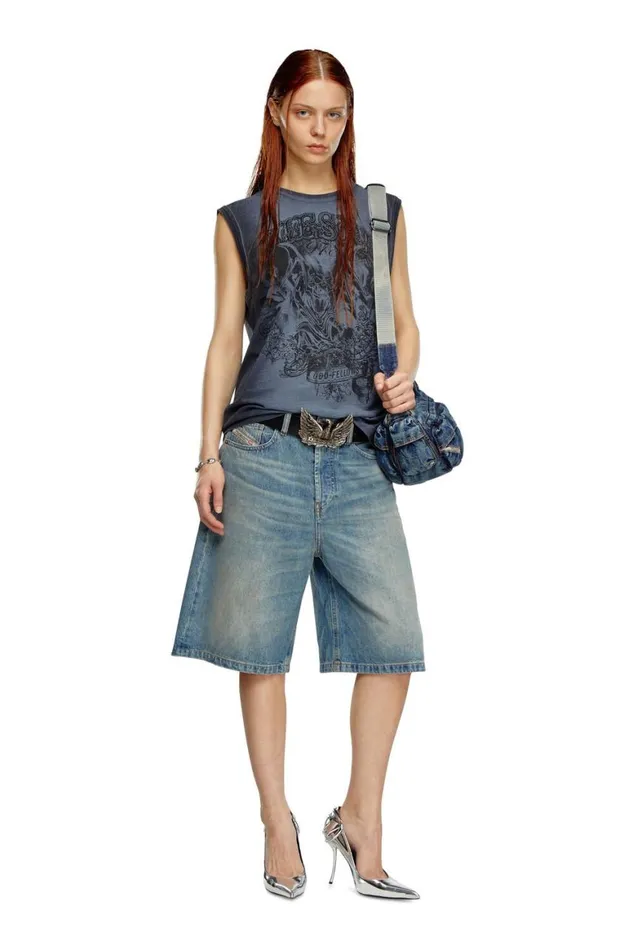 Women Diesel Pants and Shorts DESIRESHORT Light Blue