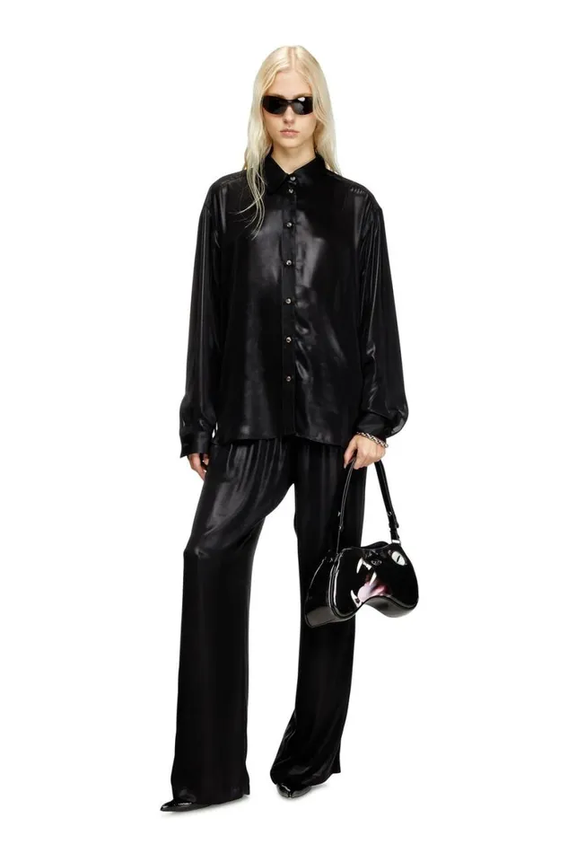 Women Diesel TShirts and Tops SSIMPLYCWNQ1 Black