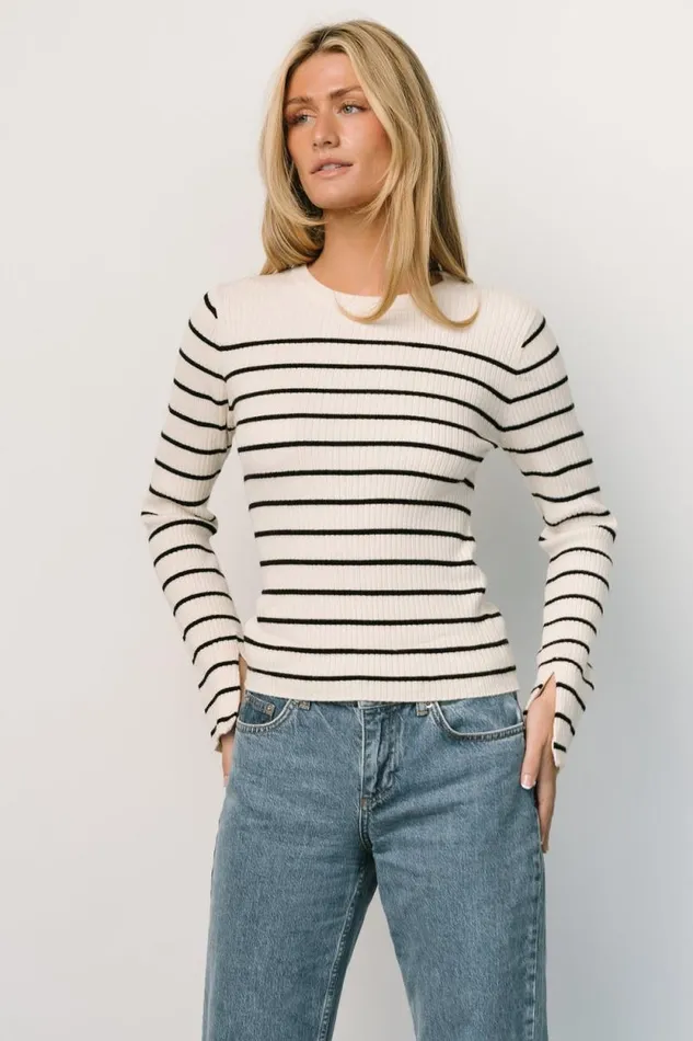 Women Dominic Sweater Top Ivory Black Baltic Born Sweaters Women Dominic Sweater Top Ivory Black Baltic Born Sweaters