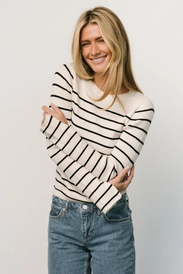 Women Dominic Sweater Top Ivory Black Baltic Born Sweaters Women Dominic Sweater Top Ivory Black Baltic Born Sweaters