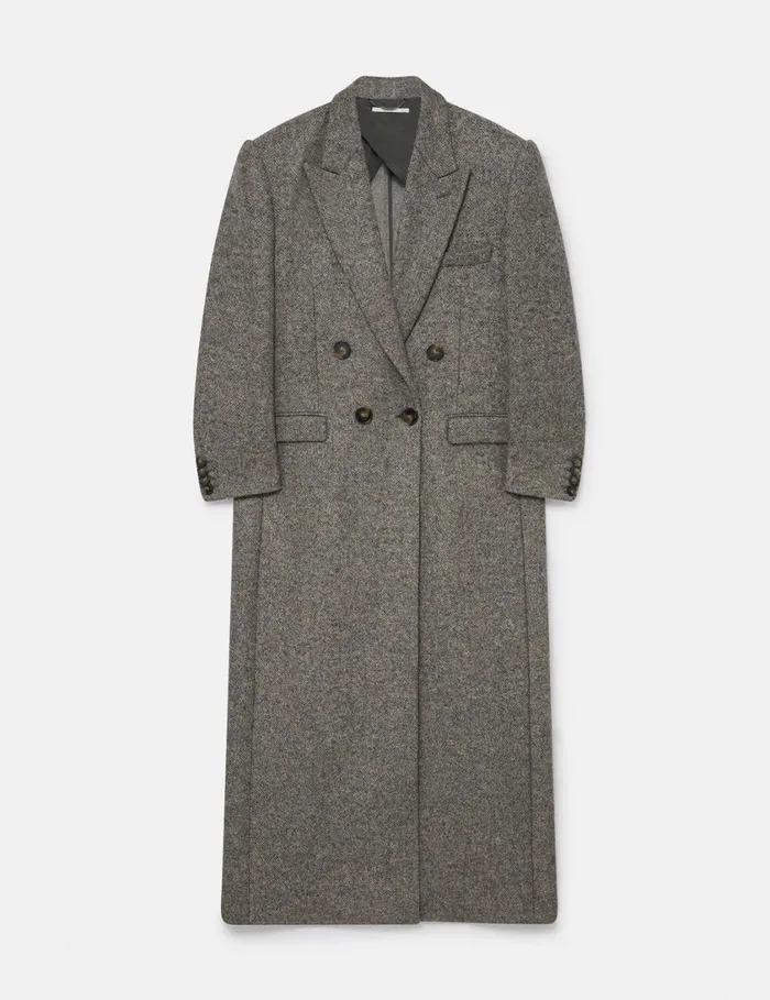 Women DoubleBreasted Tweed Long Coat Beige Tweed Stella McCartney Coats And Jackets