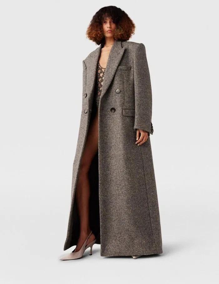 Women DoubleBreasted Tweed Long Coat Beige Tweed Stella McCartney Coats And Jackets Women DoubleBreasted Tweed Long Coat Beige Tweed Stella McCartney Coats And Jackets