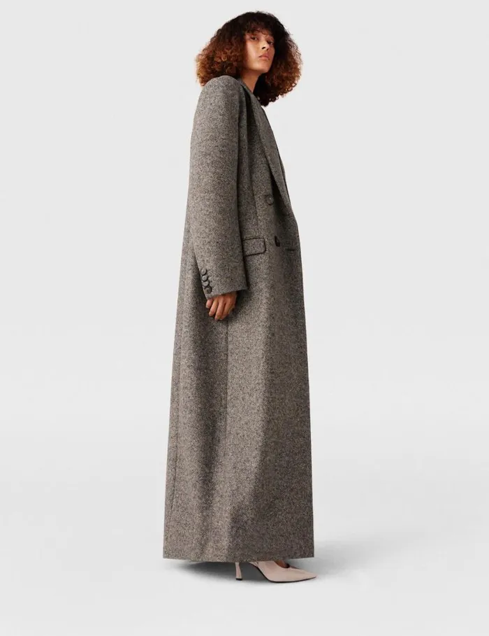 Women DoubleBreasted Tweed Long Coat Beige Tweed Stella McCartney Coats And Jackets Women DoubleBreasted Tweed Long Coat Beige Tweed Stella McCartney Coats And Jackets