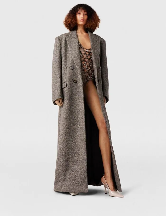 Women DoubleBreasted Tweed Long Coat Beige Tweed Stella McCartney Coats And Jackets Women DoubleBreasted Tweed Long Coat Beige Tweed Stella McCartney Coats And Jackets