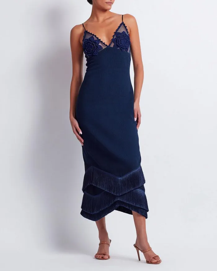 Women Dresses and Jumpsuits PatBO Embroidered Crochet Midi Dress FINAL SALE French Navy
