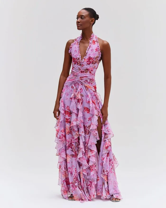 Women Dresses and Jumpsuits PatBO Floral Haze Stretch Tulle Maxi Dress Violet