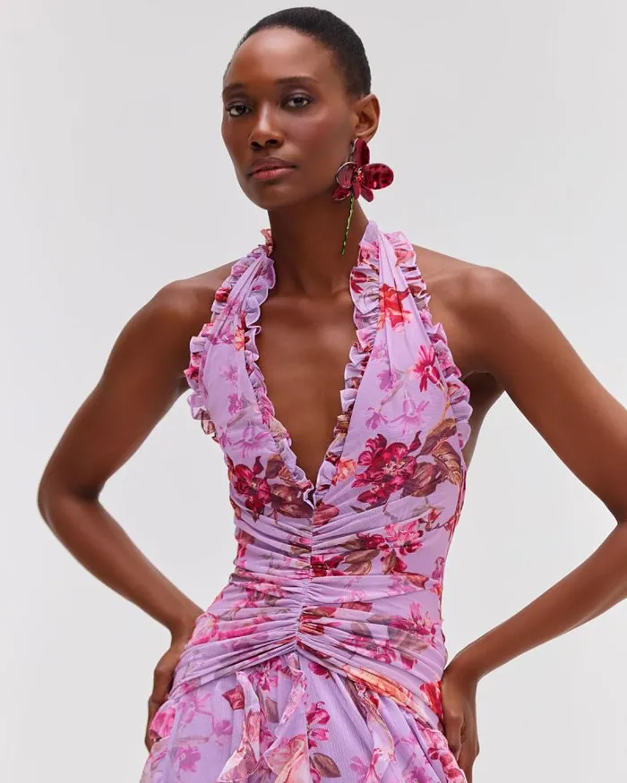 Women Dresses and Jumpsuits PatBO Floral Haze Stretch Tulle Maxi Dress Violet