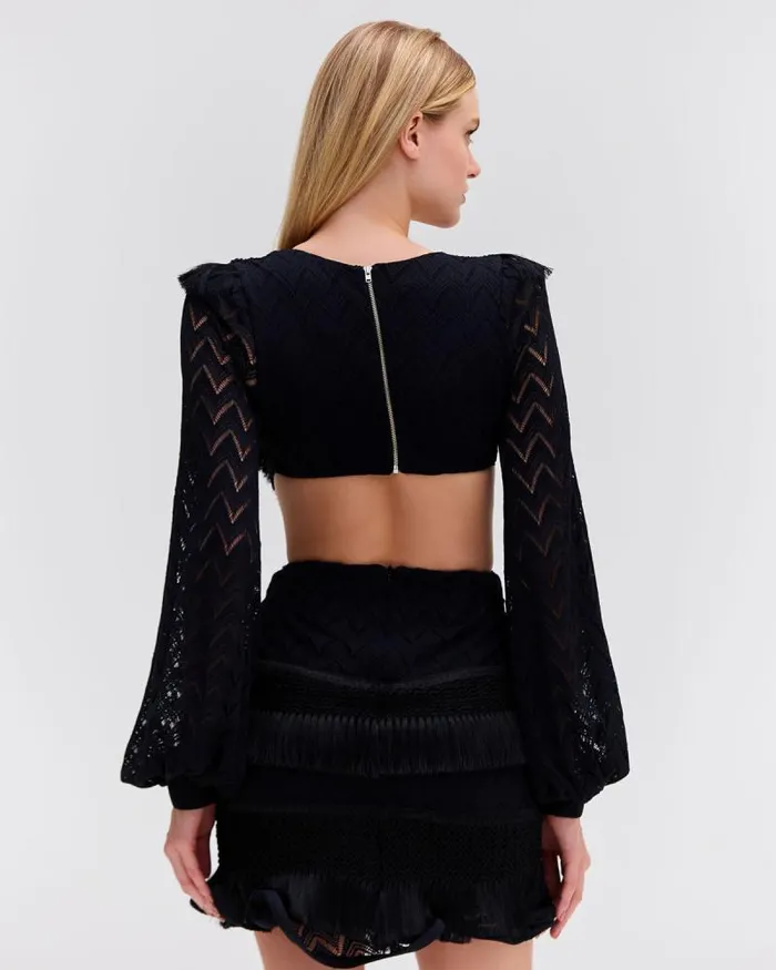 Women Dresses and Jumpsuits PatBO FRINGE CUTOUT MINI DRESS Black