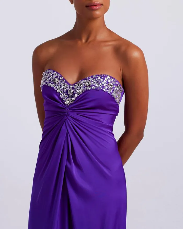 Women Dresses and Jumpsuits PatBO HANDBEADED STRAPLESS GOWN FINAL SALE Purple