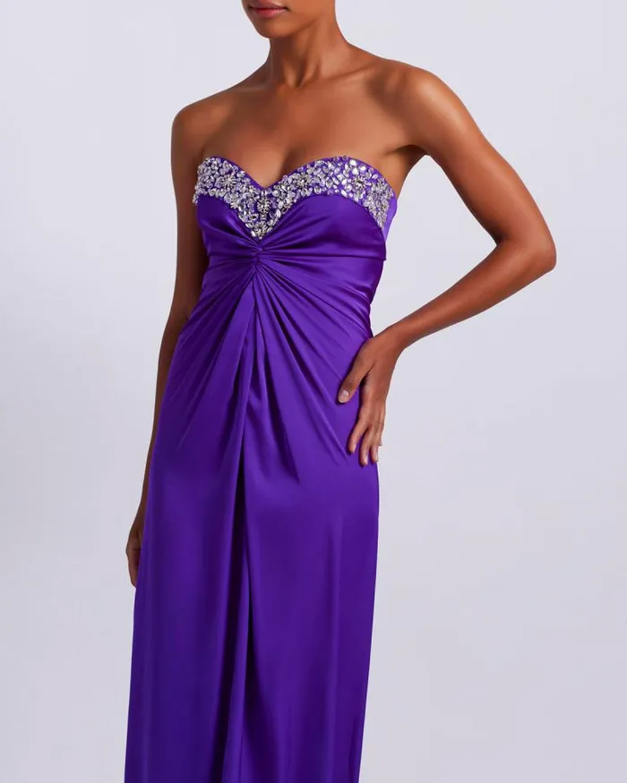 Women Dresses and Jumpsuits PatBO HANDBEADED STRAPLESS GOWN FINAL SALE Purple