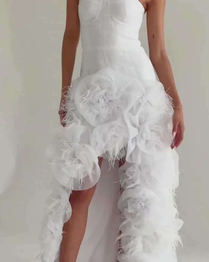 Women Dresses and Jumpsuits PatBO HandEmbroidered Strapless Gown EXCLUSIVE White