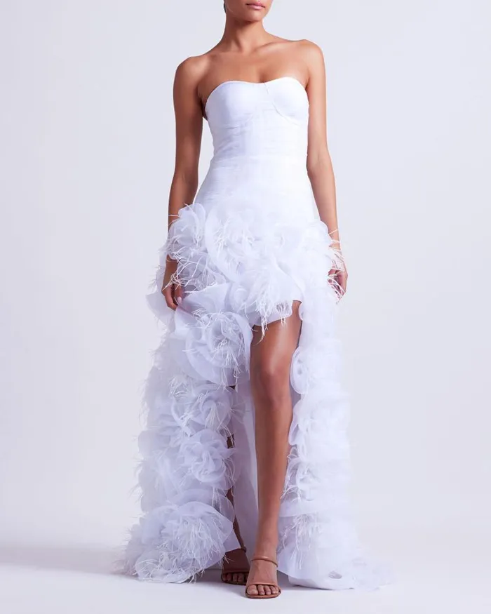 Women Dresses and Jumpsuits PatBO HandEmbroidered Strapless Gown EXCLUSIVE White