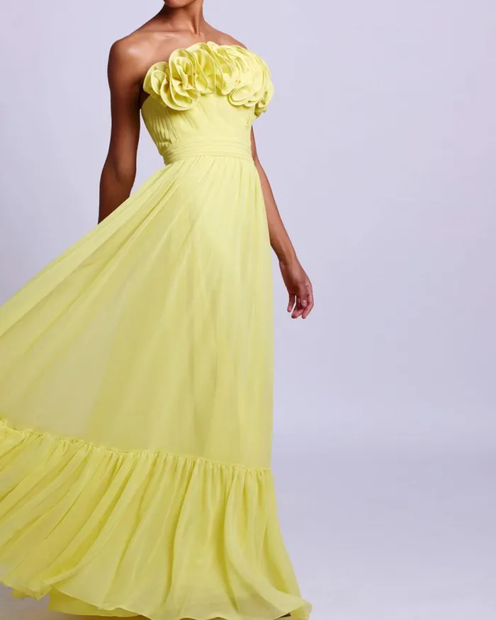 Women Dresses and Jumpsuits PatBO Pleated Strapless Maxi Dress FINAL SALE Lemon