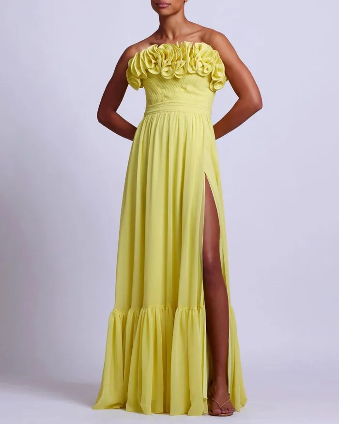 Women Dresses and Jumpsuits PatBO Pleated Strapless Maxi Dress FINAL SALE Lemon