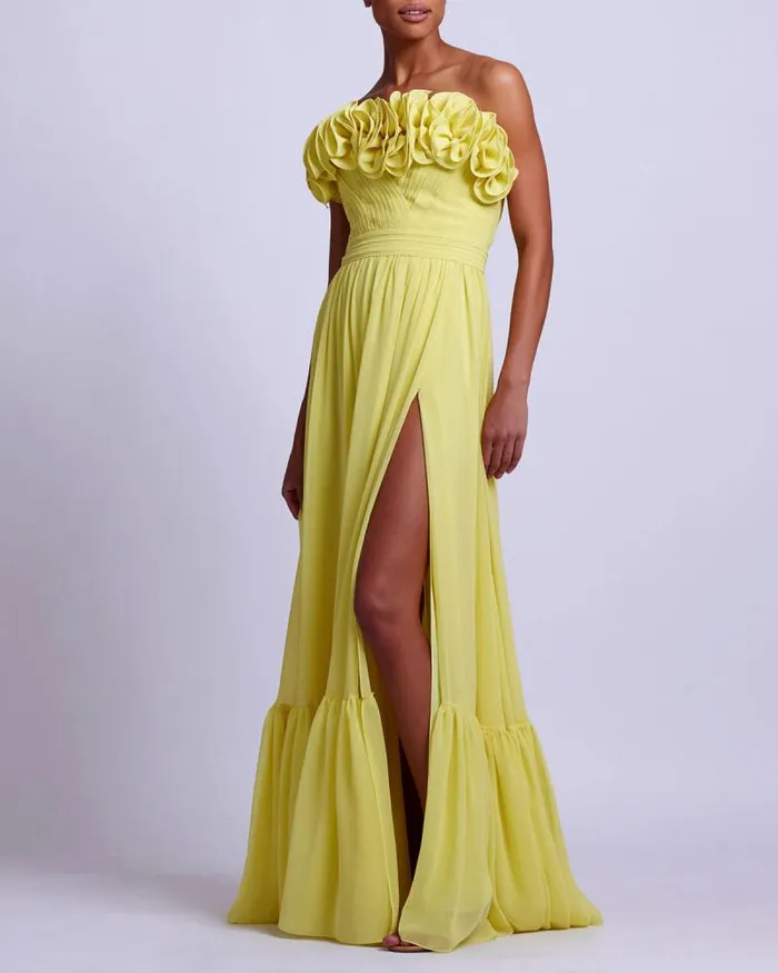 Women Dresses and Jumpsuits PatBO Pleated Strapless Maxi Dress FINAL SALE Lemon
