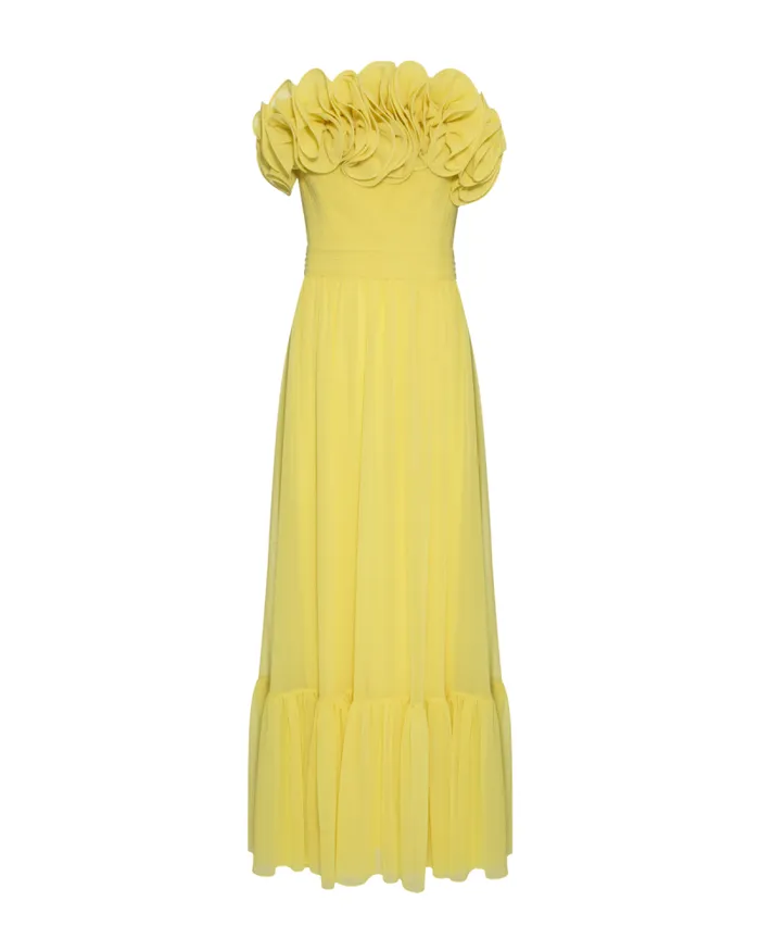 Women Dresses and Jumpsuits PatBO Pleated Strapless Maxi Dress FINAL SALE Lemon