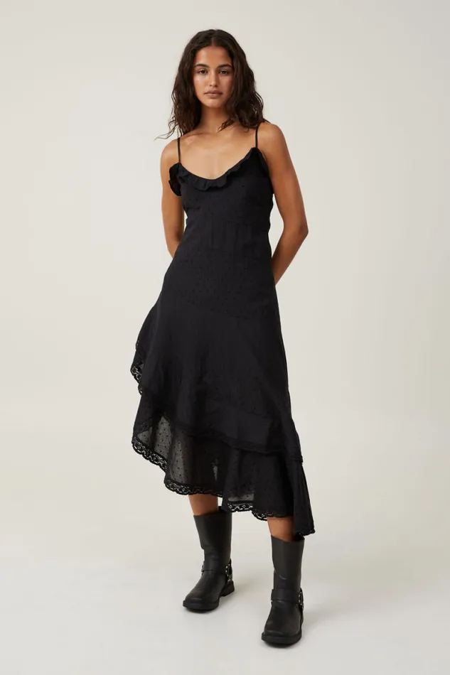 Women Dresses Cotton On Milly Spliced Asymmetrical Midi Dress Black