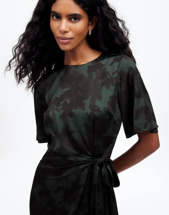 Women Dresses Madewell TieWaist Midi Dress In Floral Luxury Forest
