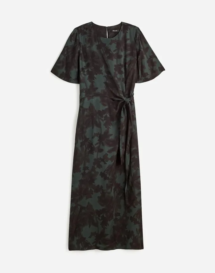 Women Dresses Madewell TieWaist Midi Dress In Floral Luxury Forest