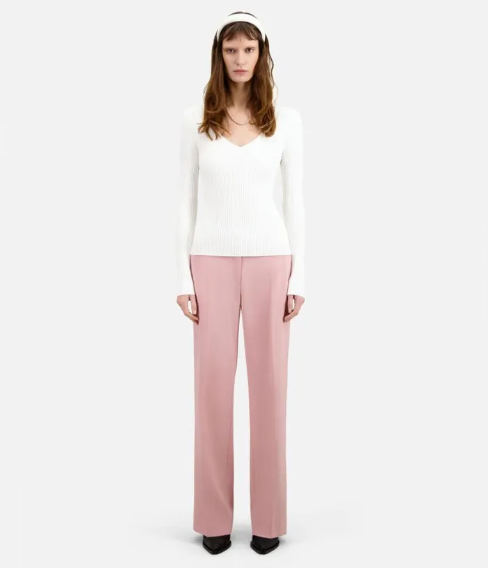 Women Ecru Ribbed Knit Sweater THE KOOPLES Sweaters