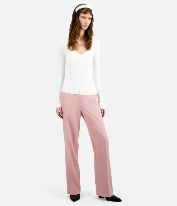 Women Ecru Ribbed Knit Sweater THE KOOPLES Sweaters