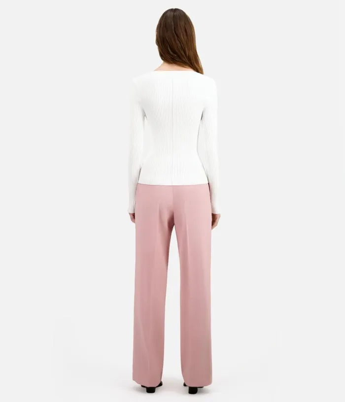 Women Ecru Ribbed Knit Sweater THE KOOPLES Sweaters