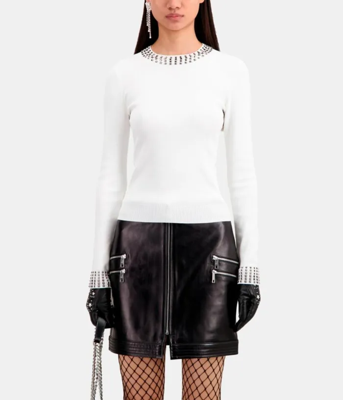 Women Ecru Sweater With Spikes THE KOOPLES Sweaters