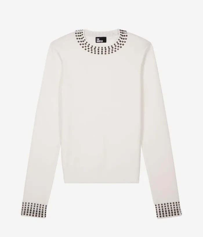 Women Ecru Sweater With Spikes THE KOOPLES Sweaters