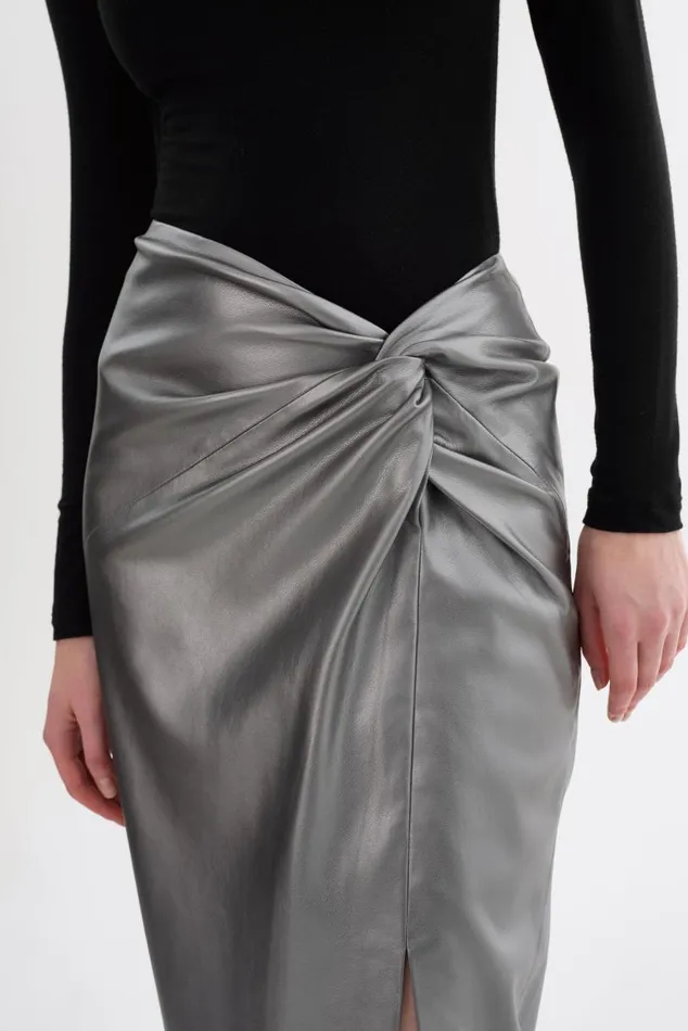 Women EILEEN Faux Leather Maxi Skirt Gunmetal LAMARQUE Skirts Women EILEEN Faux Leather Maxi Skirt Gunmetal LAMARQUE Skirts