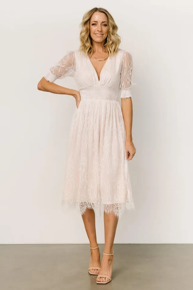 Women Elaina Lace Midi Dress Off White Baltic Born Midi Dresses