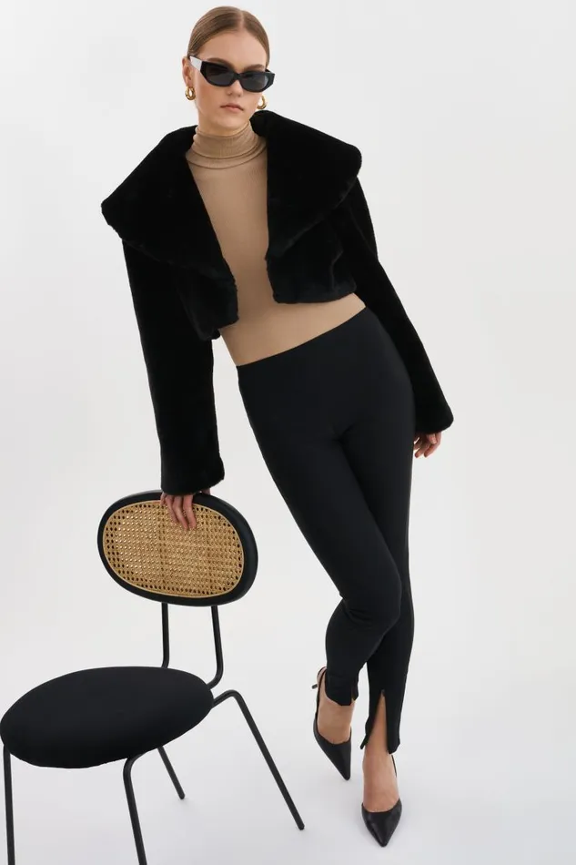 Women ELAINE Twill Leggings Black LAMARQUE Pants and Shorts